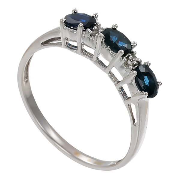 Ring, 14K, Weißgold, Saphire, Diamanten