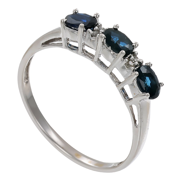 Ring, 14K, Weißgold, Saphire, Diamanten