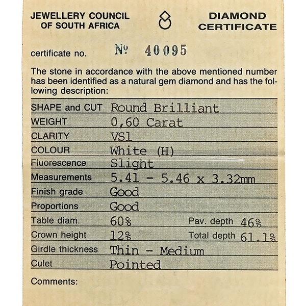 Diamantring, 18K, Weißgold, Brillant 0,60 ct