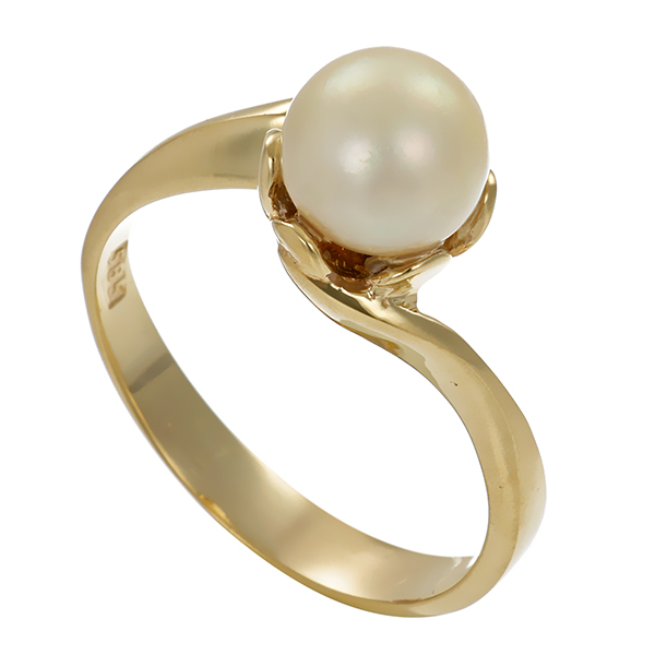 Ring, 14K, Gelbgold, Perle