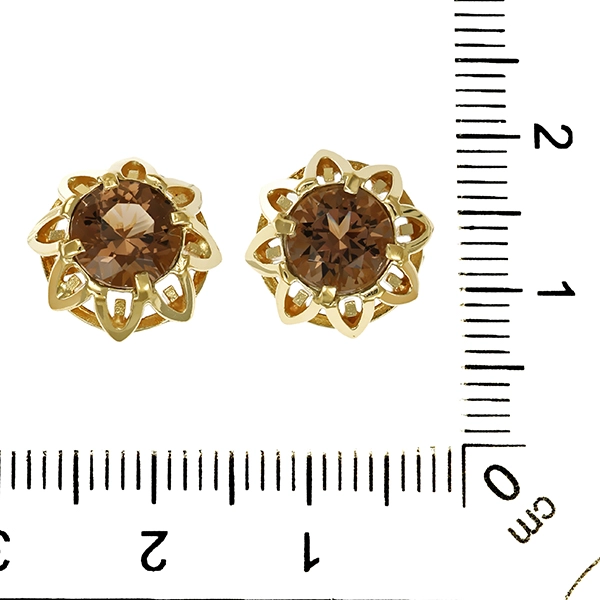 Ohrstecker, 14K, Gelbgold, Rauchquarz