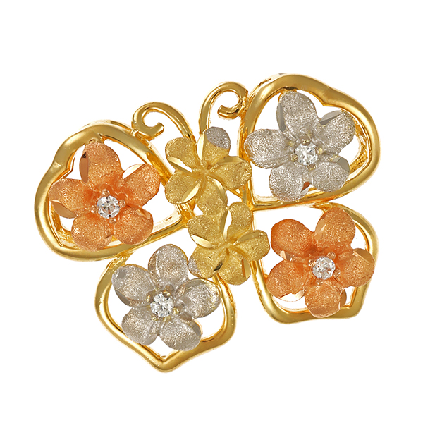 Anhänger, 14K, Gelb-/Rot-/Weißgold, Schmetterling