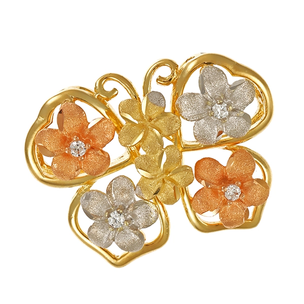 Anhänger, 14K, Gelb-/Rot-/Weißgold, Schmetterling