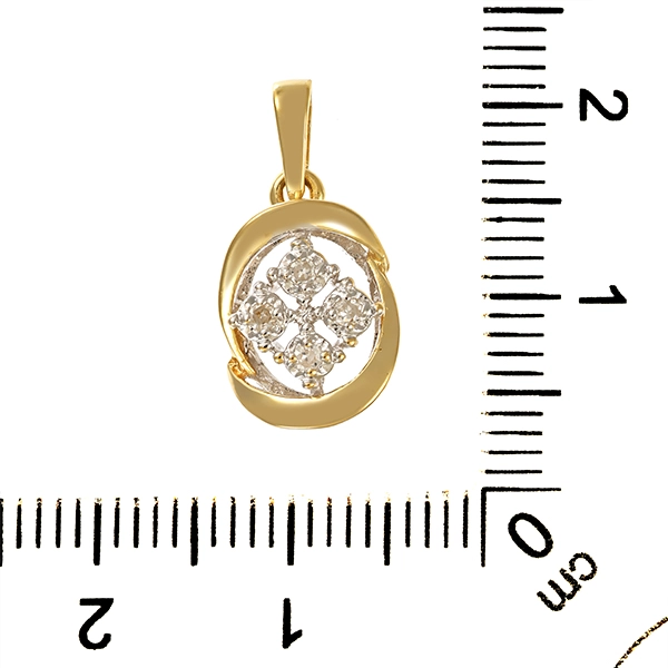 Anhänger, 14K, Gelb-/Weißgold, Diamanten