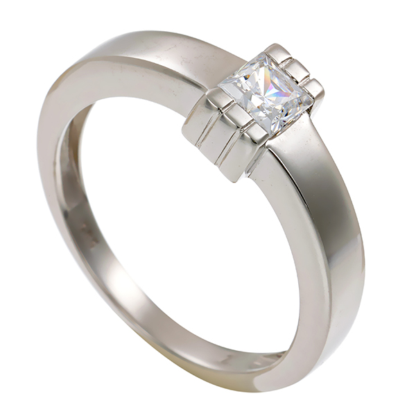 Ring, 14K, Weißgold, Zirkonia
