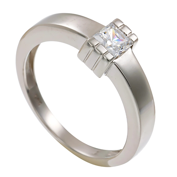 Ring, 14K, Weißgold, Zirkonia