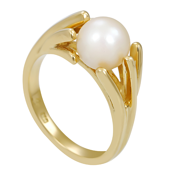Ring, 14K, Gelbgold, Perle