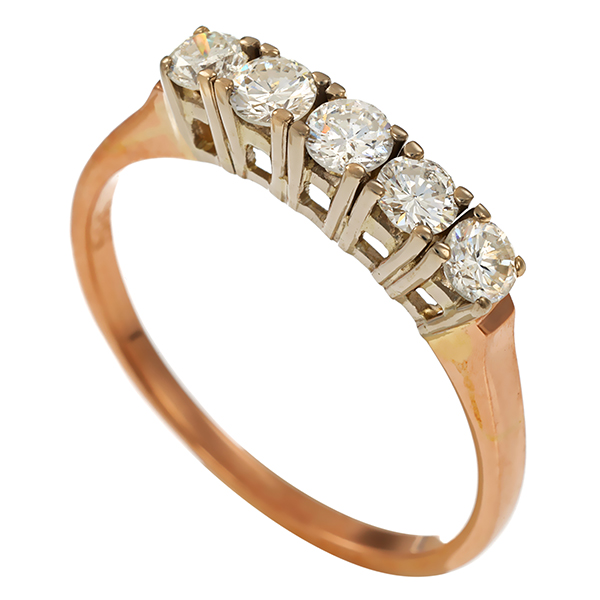 Brillantring, 14K, Weiß-/Rotgold