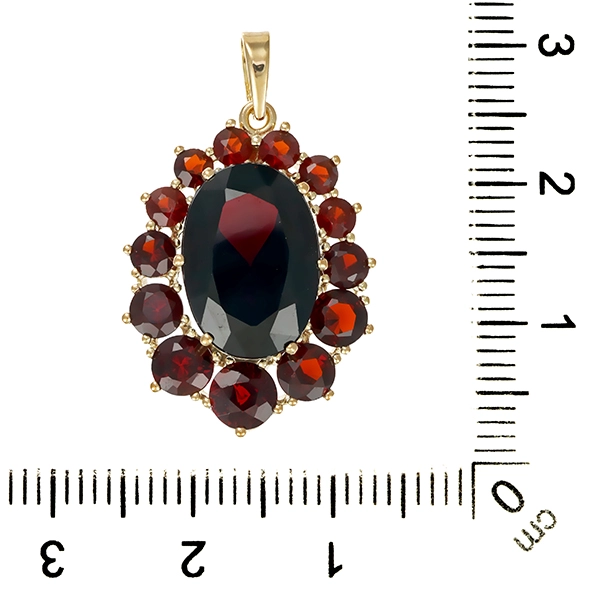 Anhänger, 8K, Gelbgold, Granat