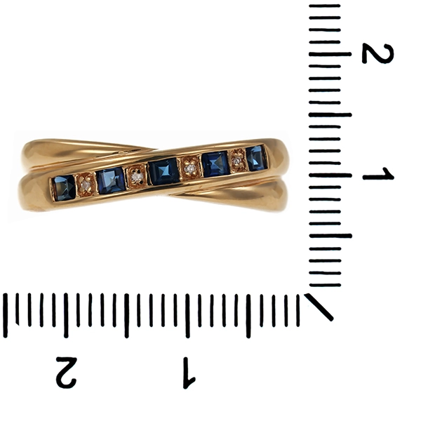 Ring, 14K, Gelbgold, Saphire, Diamanten