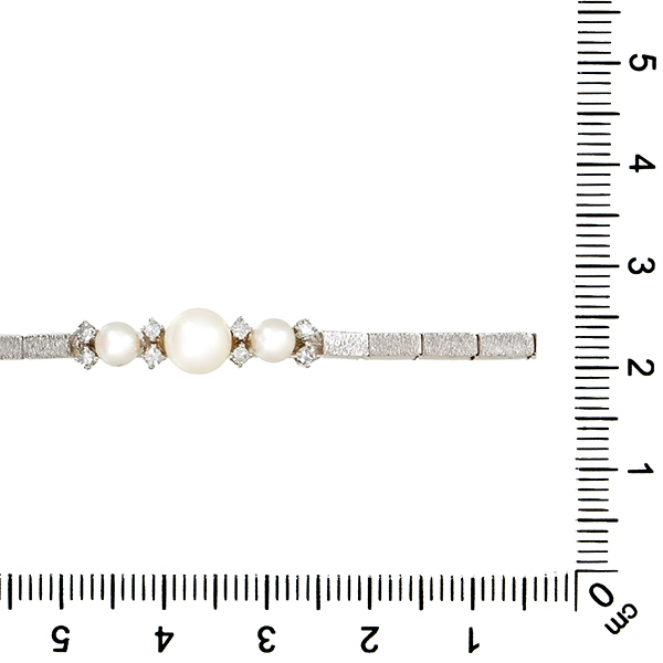 Armband, 14K, Weißgold, Perlen, Zirkonia