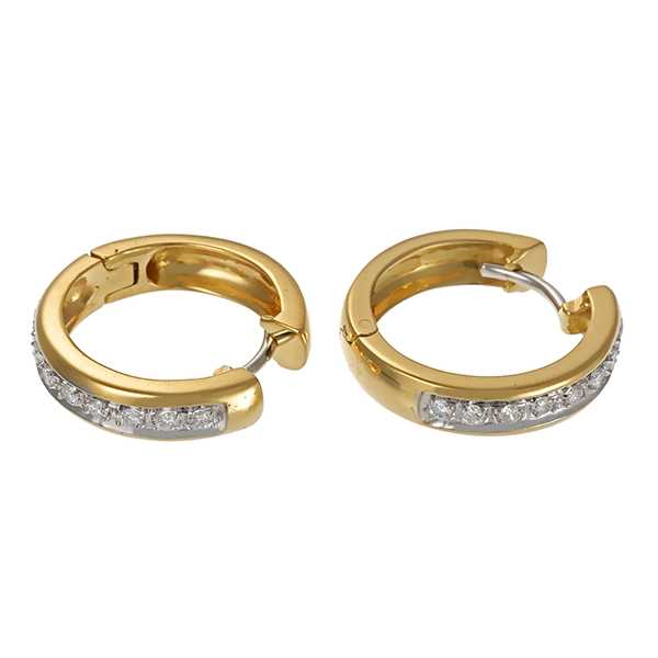 Creolen, 18K, Gelb-/Weißgold, Brillanten