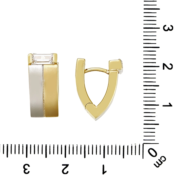 Creolen , 14K, Gelb-/Weißgold, Zirkonia