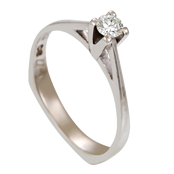 Diamantring, 18K, Weißgold, Brillant 0,15 ct
