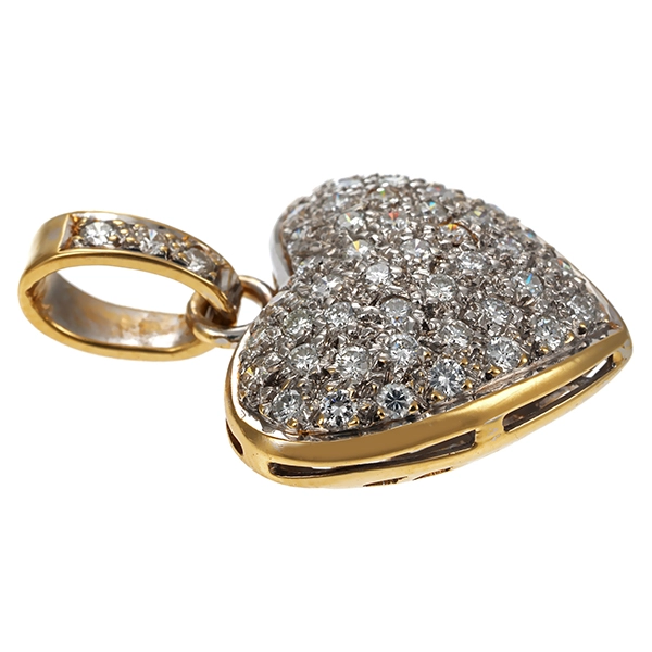 Anhänger, 18K, Gelb-/Weißgold, Brillanten, Herz