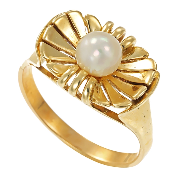 Ring, 14K, Gelbgold, Perle
