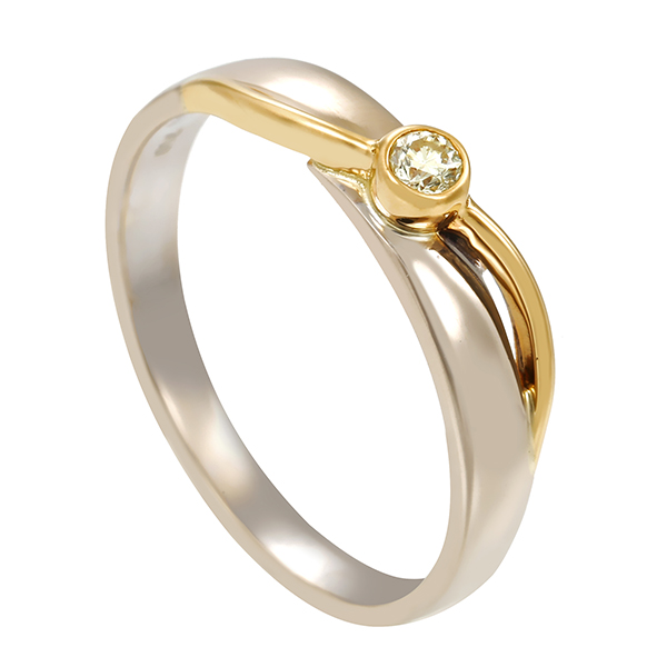 Diamantring, 18K, Gelb-/Weißgold, Brillant