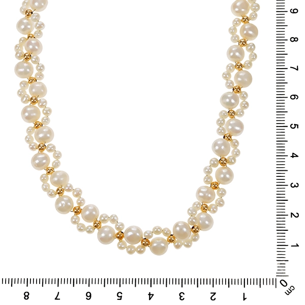 Perlenkette, 14K, Gelbgold, Perlen