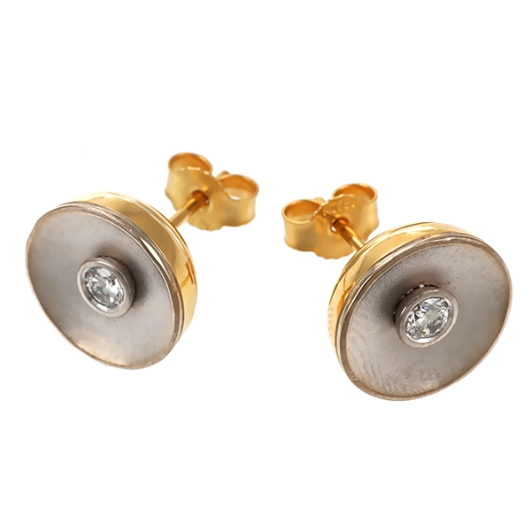 Ohrstecker, 18K, Gelb-/Weißgold, 2 Brillanten 0,16 ct
