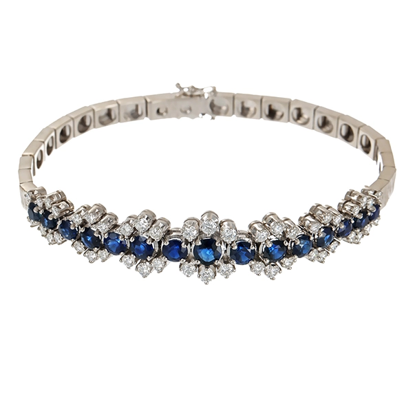 Armband, 18K, Weißgold, Brillanten, Saphire