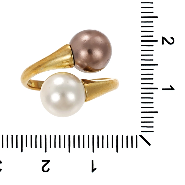 Ring, 8K, Gelbgold, synth. Perle