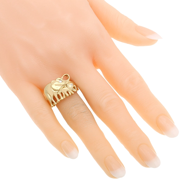 Ring, 18K, Gelbgold, Brillanten, Elefant