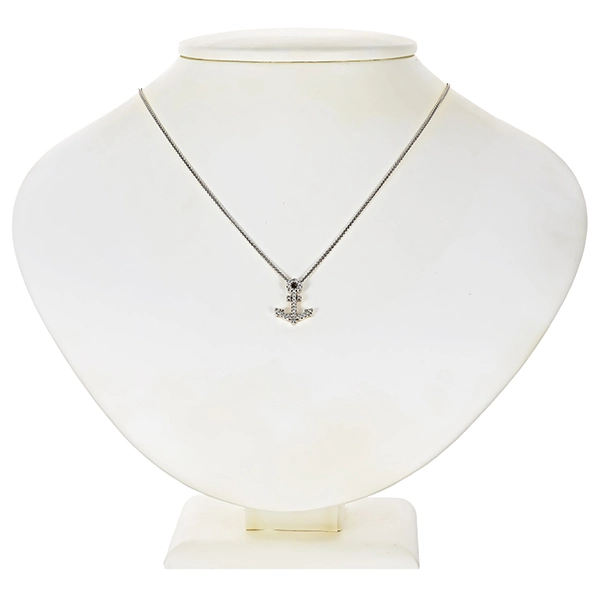 Collier, 14K, Weißgold, Brillanten, Anker