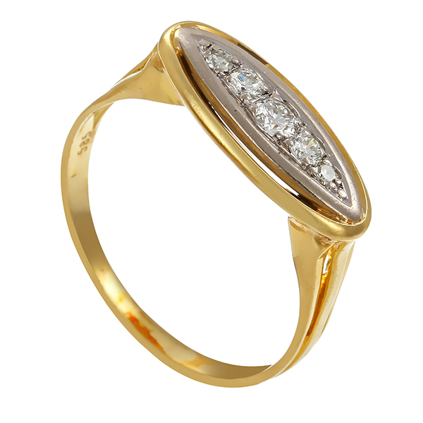 Diamantring, 14K, Gelb-/Weißgold, Brillanten, Diamanten