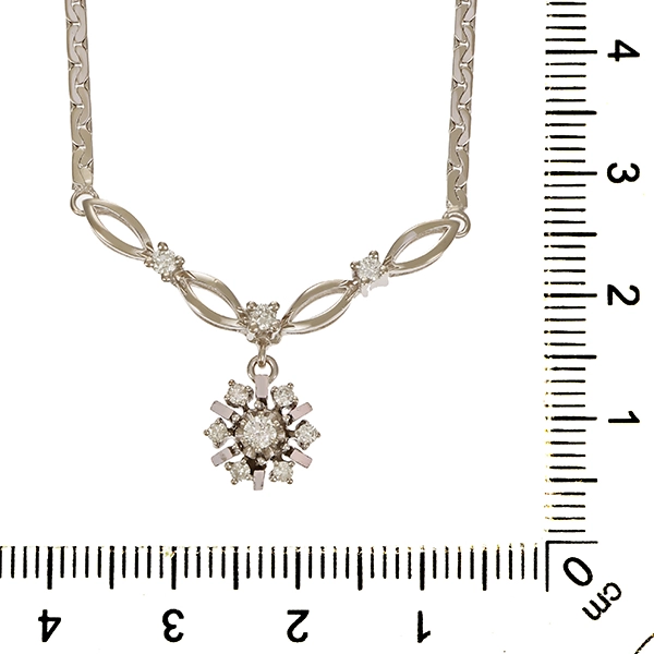 Collier, 14K, Weißgold, Brillanten