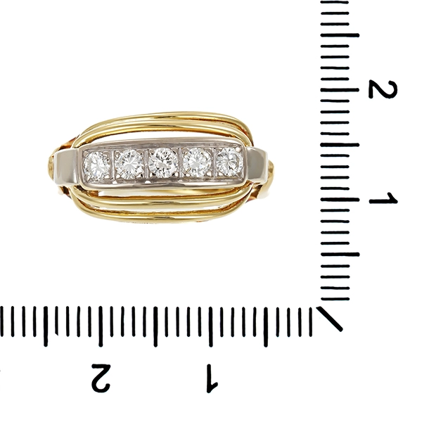 Ring, 14K, Gelb-/Weißgold, Brillanten