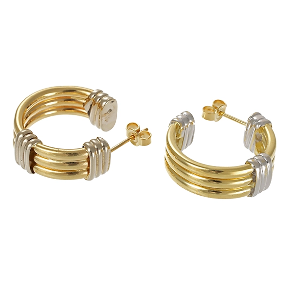 Steckcreolen, 14K, Gelb-/Weißgold