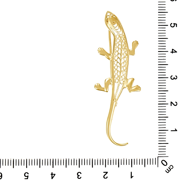Brosche, 14K, Gelbgold, Echse