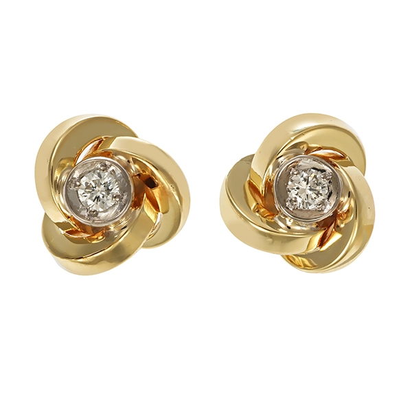 Ohrstecker, 14K, Gelb-/Weißgold, Brillanten