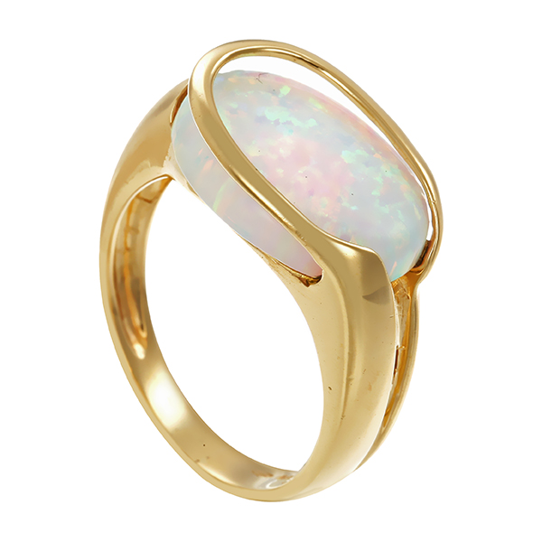 Ring, 14K, Gelbgold, synthetischer Opal