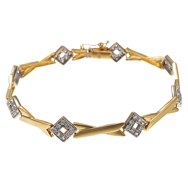 Armband, 14K, Gelb-/Weißgold, Zirkonia