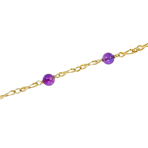 Armband, 14K, Gelbgold, Amethyst
