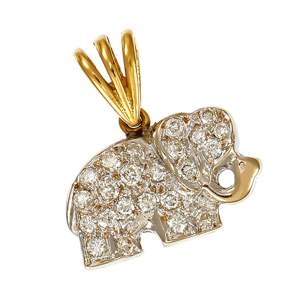Anhänger, 18K, Gelb-/Weißgold, Brillanten, Elefant