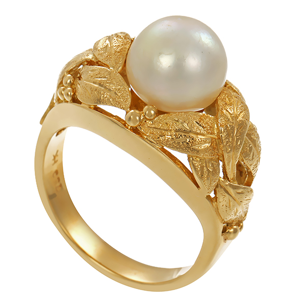 Ring, 18K, Gelbgold, Perle 