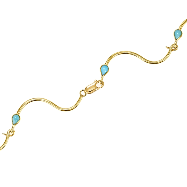Collier, 14K, Gelbgold, Larimar