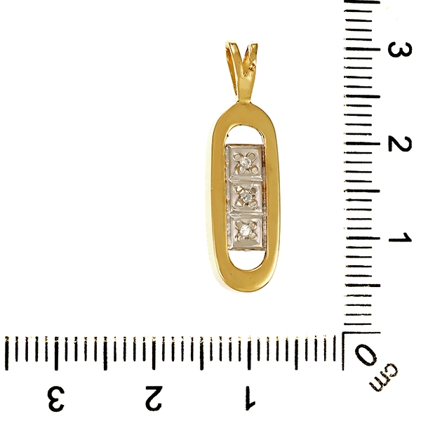 Anhänger, 14K, Gelb-/Weißgold, Diamant