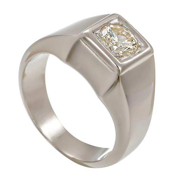 Herrenring, 14k, Weißgold, brillant, U57