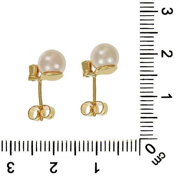 Ohrstecker, 14K, Gelbgold, Brillanten, Perlen