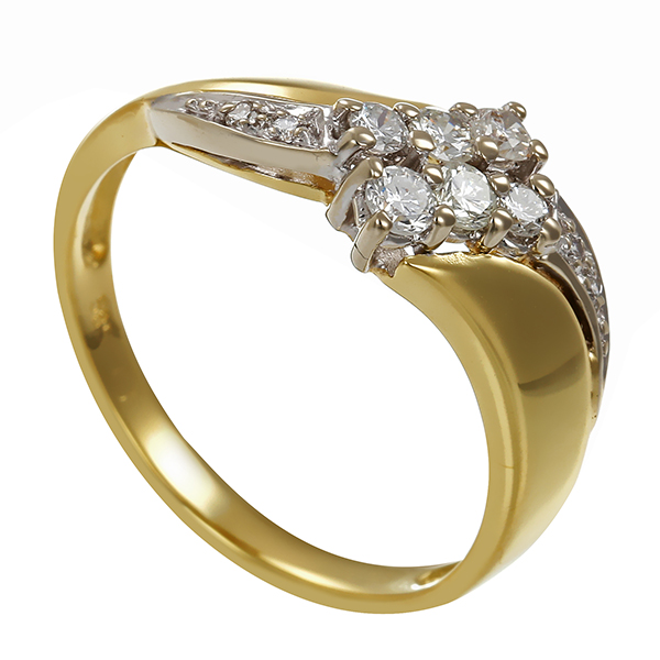 Ring, 14K, Gelb-/Weißgold, Brillanten