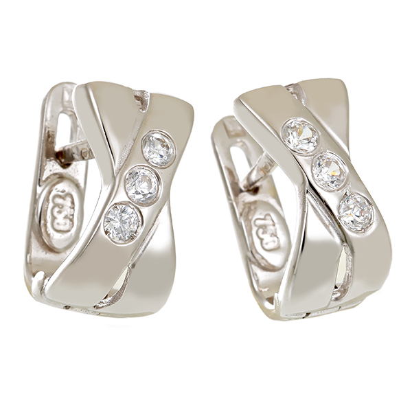 Ohrhänger, 18K, Weißgold, Zirkonia