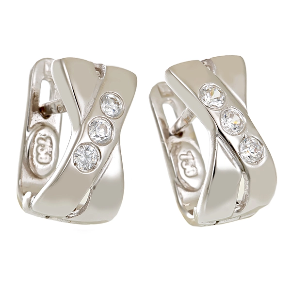 Ohrhänger, 18K, Weißgold, Zirkonia