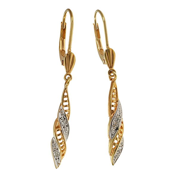 Ohrhänger, 8K, Gelb-/Weißgold, Diamanten