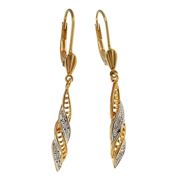 Ohrhänger, 8K, Gelb-/Weißgold, Diamanten