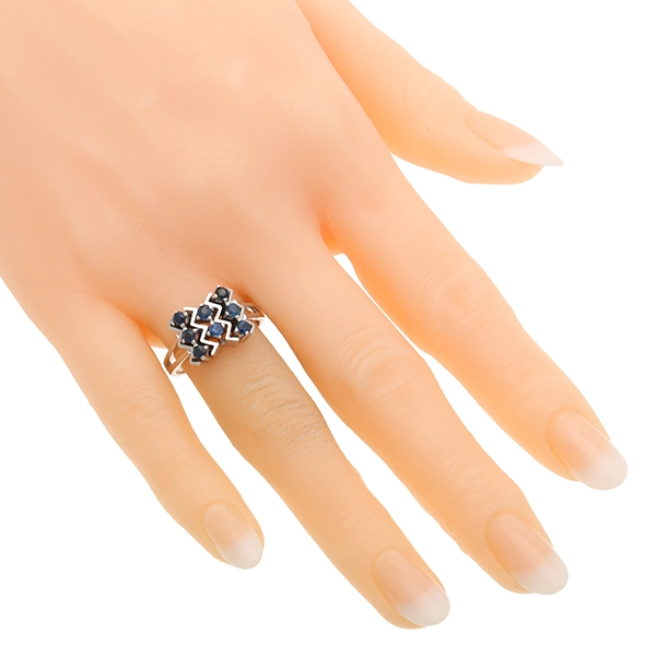 Ring, 14K, Weißgold, Saphire
