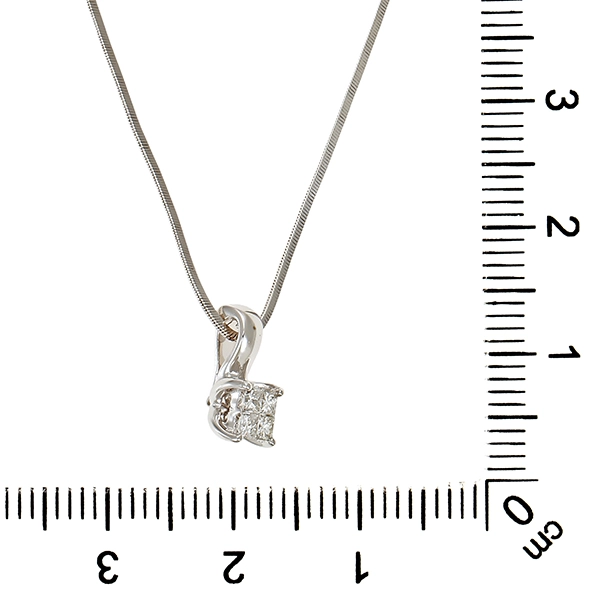 Collier, 14K, Weißgold, Schlange, Diamanten,