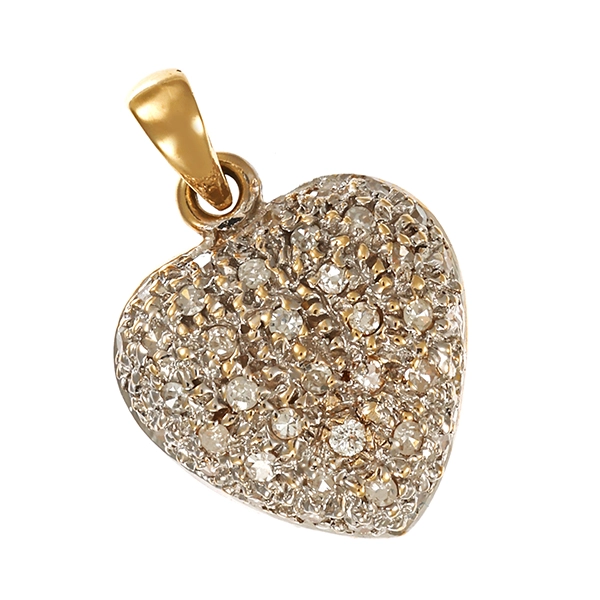 Anhänger, 14K, Gelb-/Weißgold, Diamant, Herz